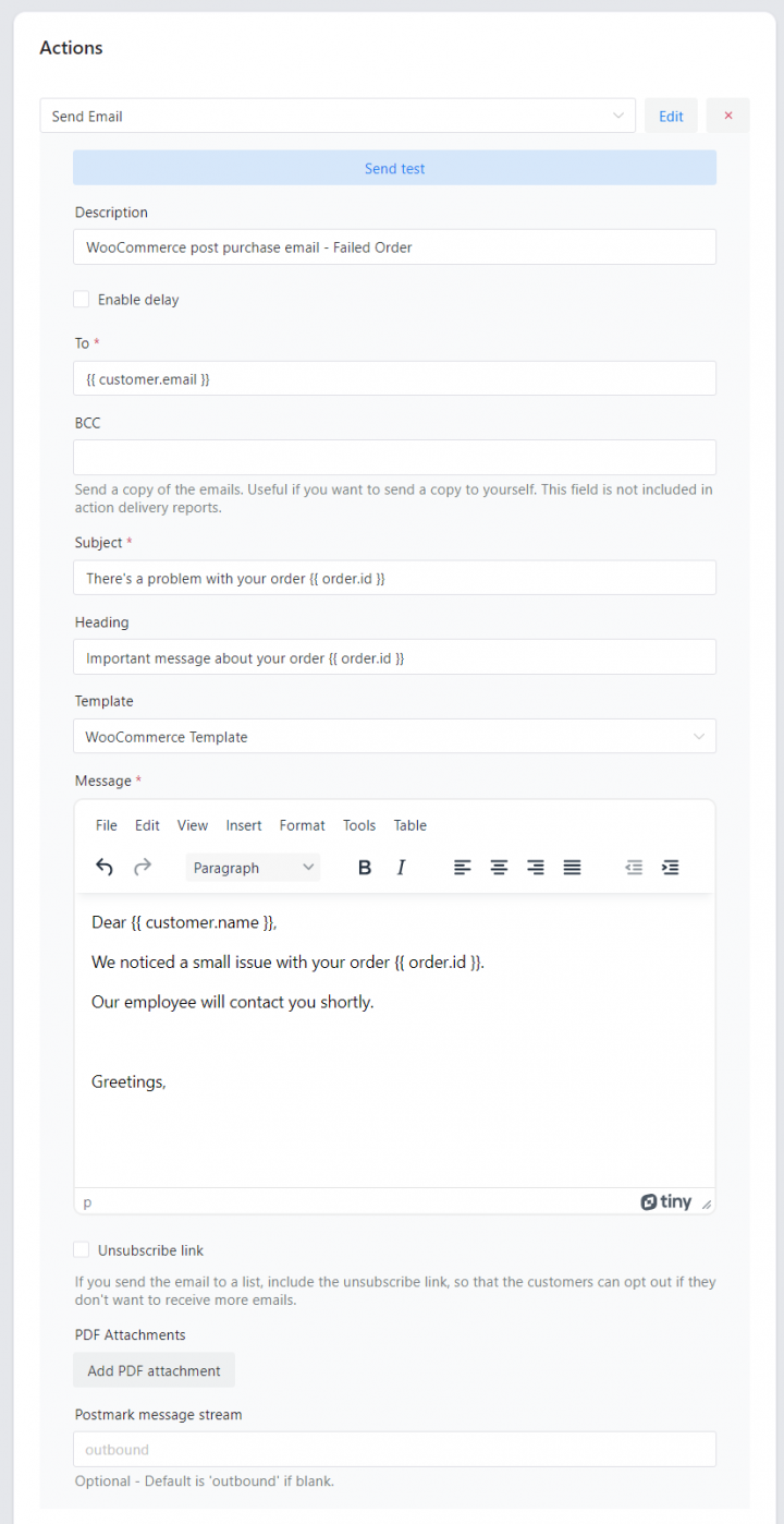 Send failed order email to customer Shopmagic