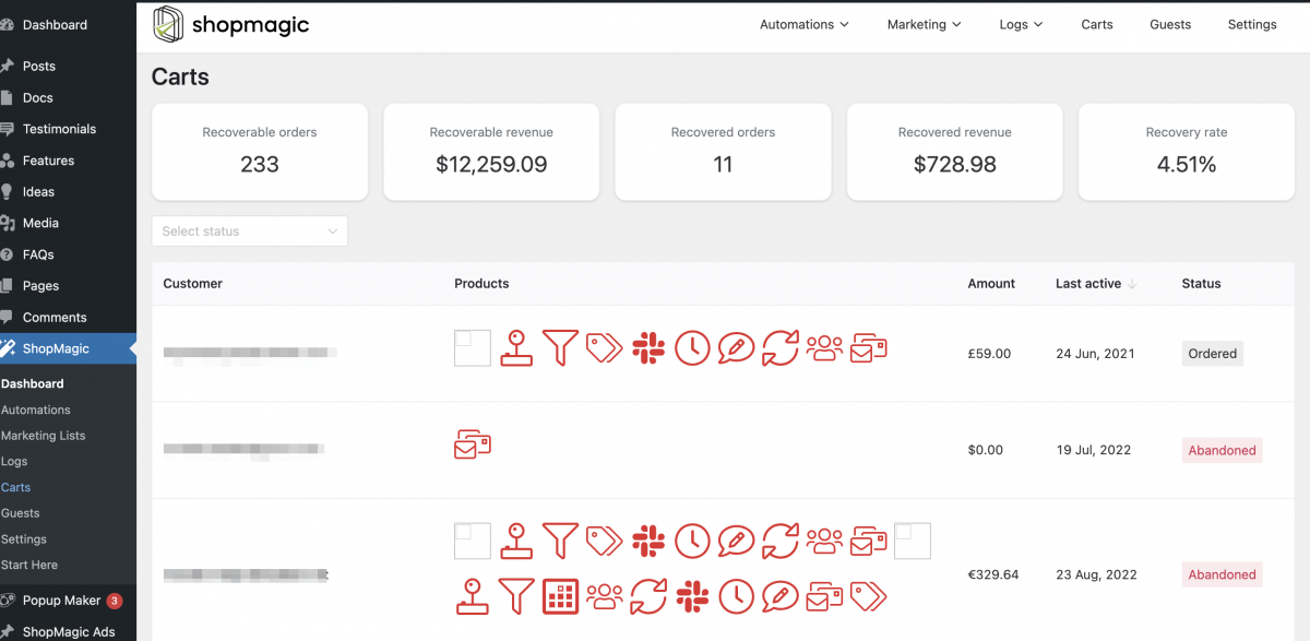 Shopmagic Woocommerce Abandoned Carts Analytics