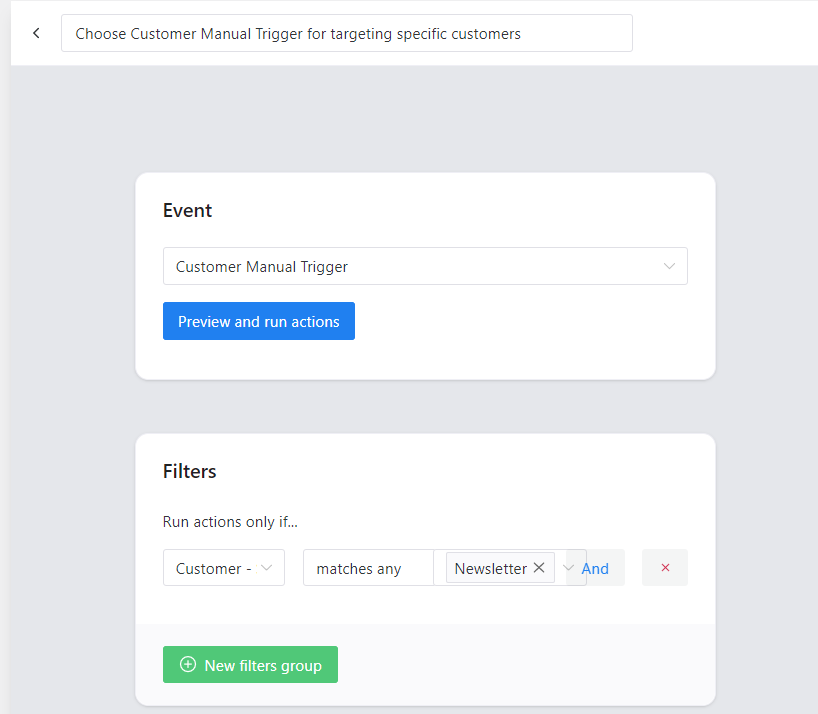 Choose Customer Manual Trigger For Targeting Specific Customers In Woocommerce