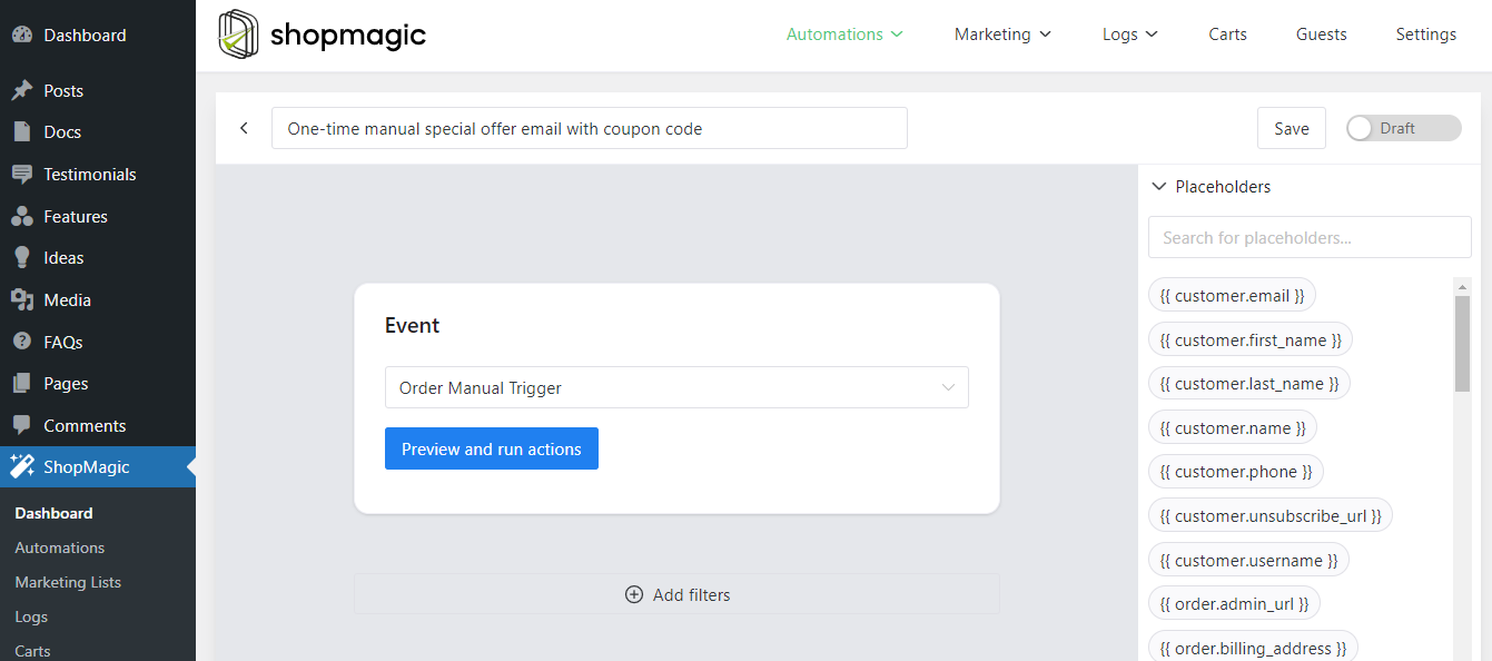 WooCommerce send email manually with ShopMagic
