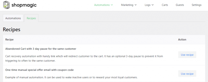 Automatización lista para usar de marketing por correo electrónico de ShopMagic para WooCommerce