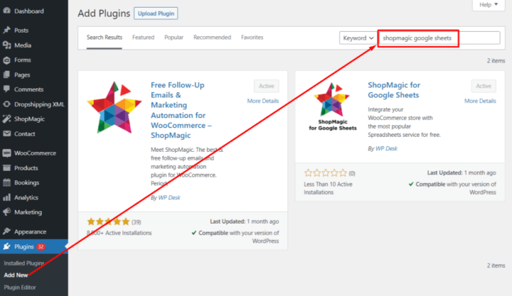 How to find ShopMagic plugins from your WordPress dashboard