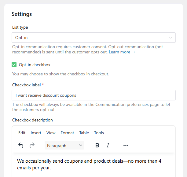Shopmagic Opt Ins List