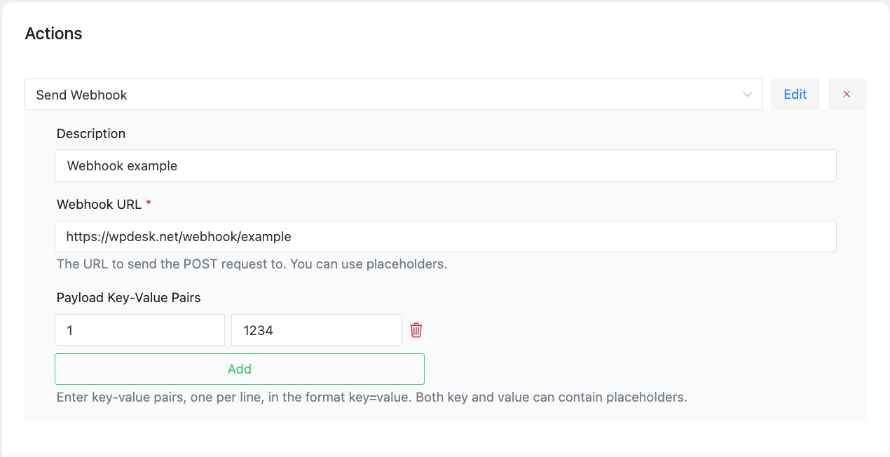 Action Call Webhook