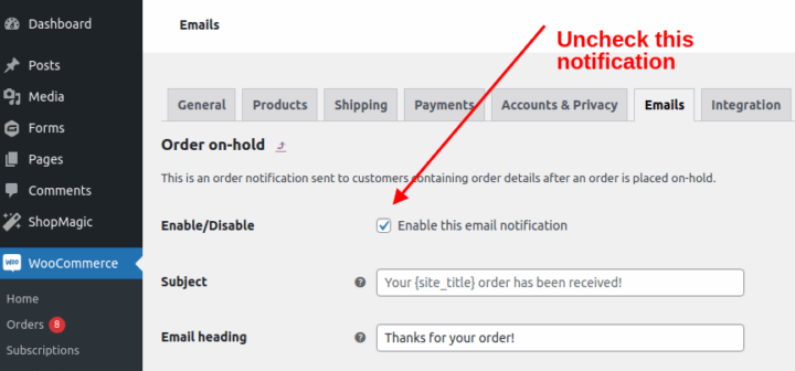 Order On Hold Uncheck