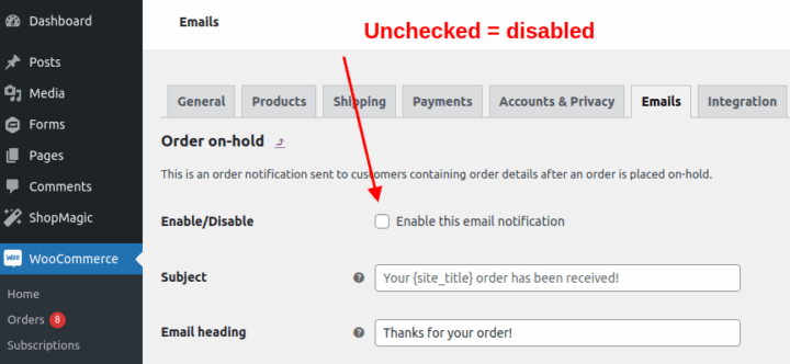 Order On Hold Unchecked Disabled