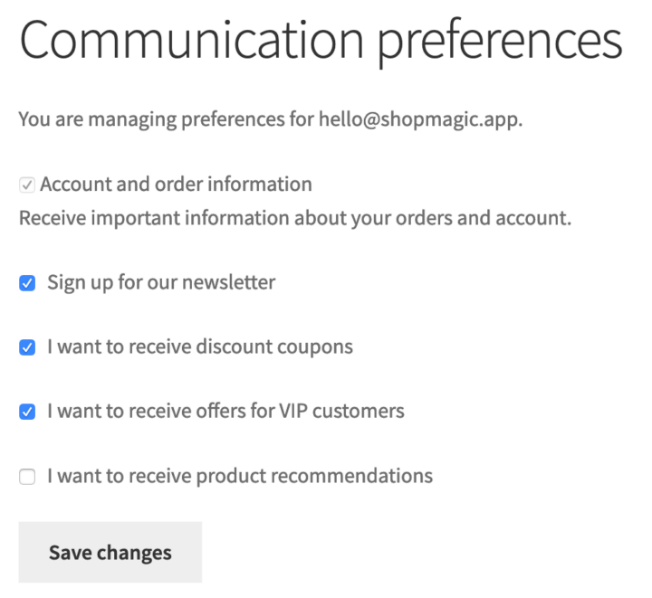 Shopmagic Communication Preferences