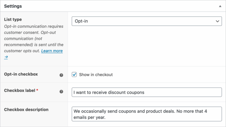Shopmagic Lists Settings