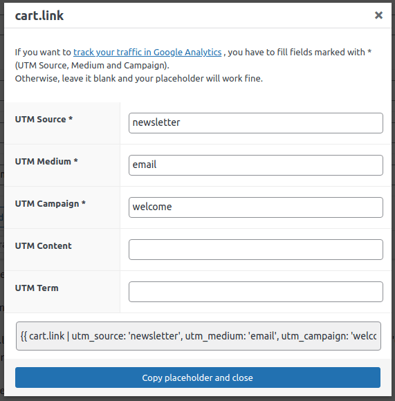 Utm Cart Link Ok